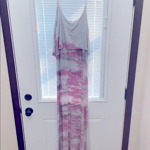 Gray and Pink Tie Dye Maxi Dress